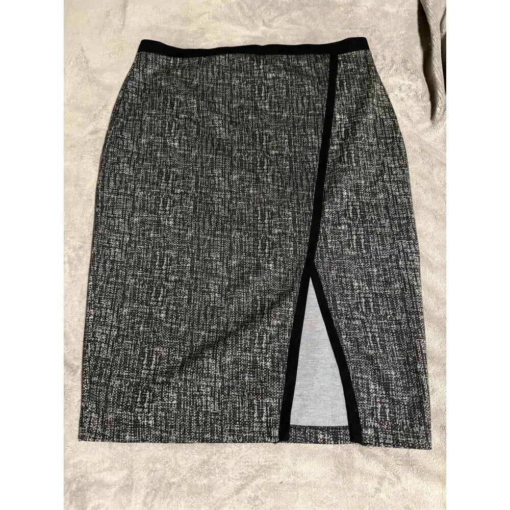 NWOT Sanctuary Women's Gray Black Print Pull Tweed Pencil Skirt Size XL Stretchy